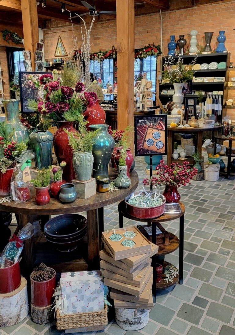 View of the Pewabic store during the 2025 Holiday Showcase. Photographer Amanda Rogers, Courtesy of Pewabic Pottery