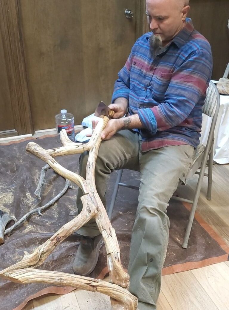 Sculptor and woodworker Vance Sterling at work creating his unique pieces in his studio, located in The Groove Artspace (downtown Albuquerque, NM). Vance is an example of the diversity of artisans handmaking unique artistic creations in our space and community. Photo by Hinata Yakabu