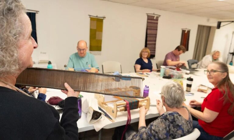 Ruth demonstrates during an open weaving session. Max Woltman Ruth demonstrates during an open weaving session. Max Woltman