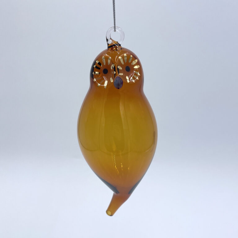 Hand blown glass owl by Tyler Gordon. Pilchuck Glass School