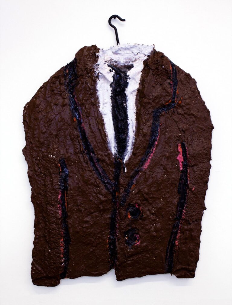 Reniel Del Rosario, Sturtevant Store Object: Men’s Jacket with Shirt and Tie. Photo courtesy of Praise Shadows Art Gallery. Reniel Del Rosario, Sturtevant Store Object: Men's Jacket with Shirt and Tie. Photo courtesy of Praise Shadows Art Gallery.