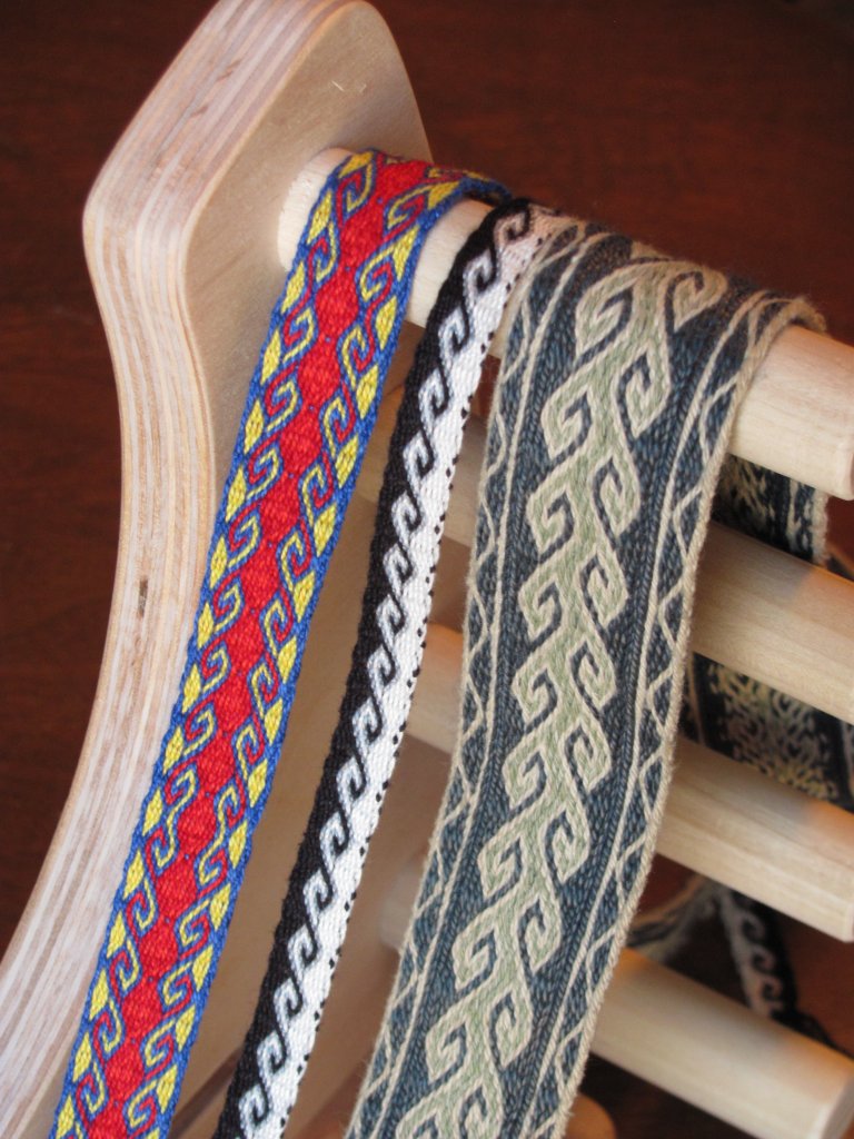 Three tablet weaving samples. John Mullarkey