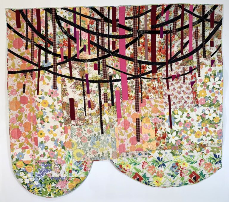 Jessica Wohl, The Pink Party, 2021, found fabrics, 89 in x 79 in. Image: Jessica Wohl
