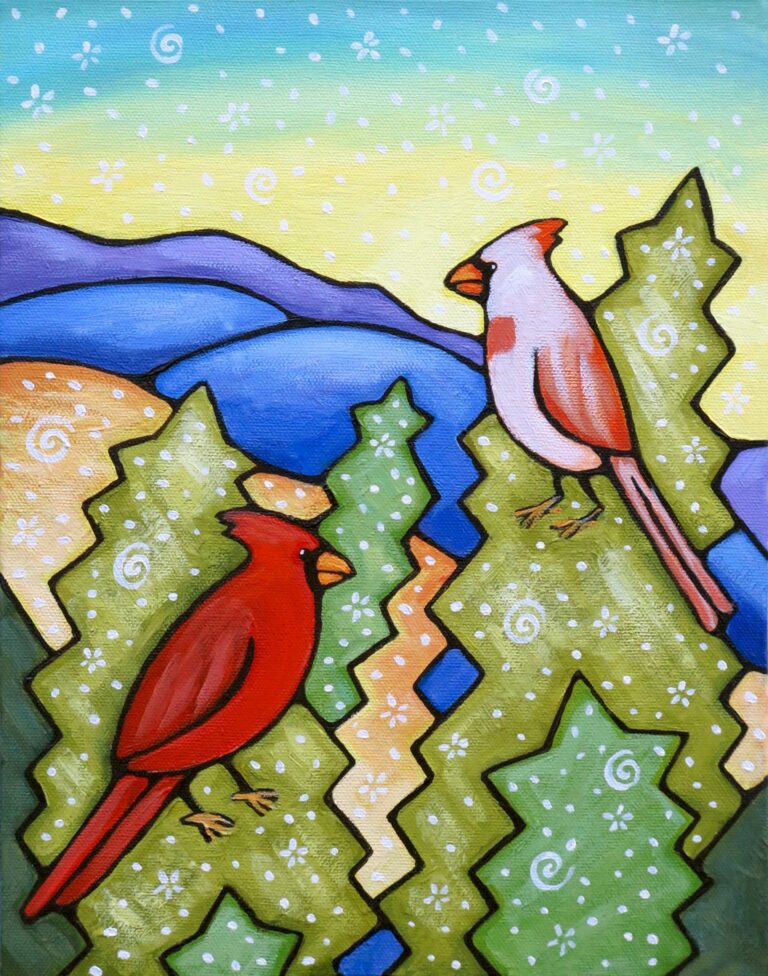 Cardinals in Winter, Kimberlee Forney. Artist, Kimberlee Forney
