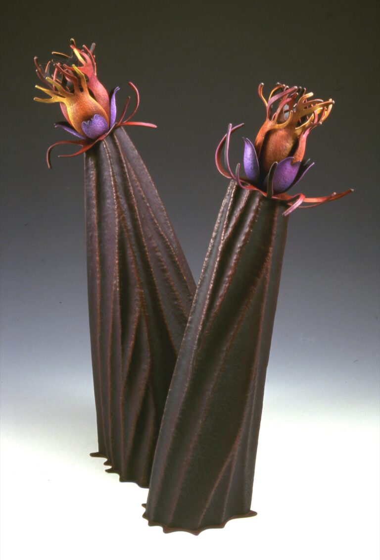Helen Shirk, Orange Violet Pair, 2006. Copper, Gesso, prismacolor. Helen Shirk
