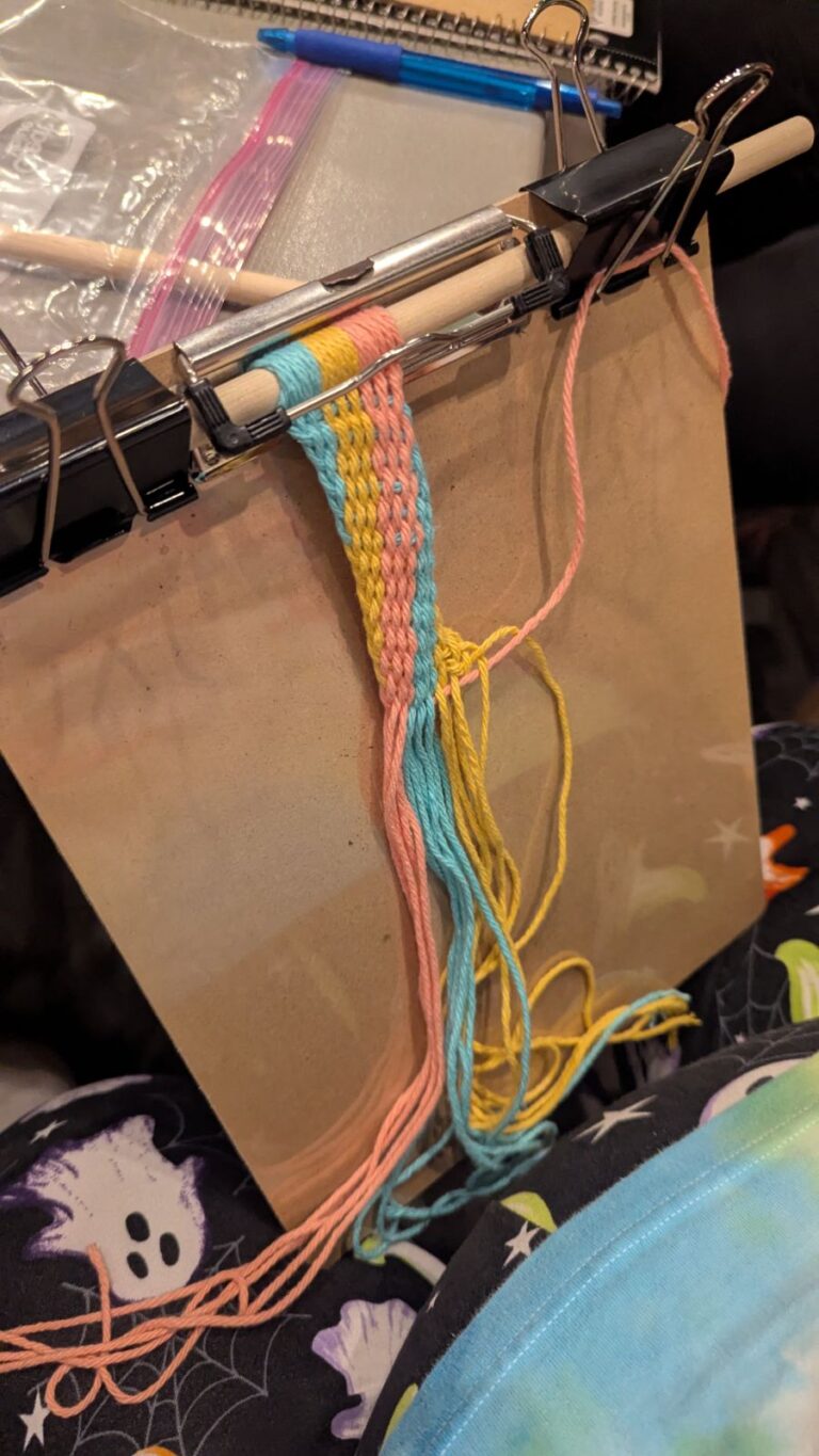 An example of a students finger weaving. Annalise Christensen