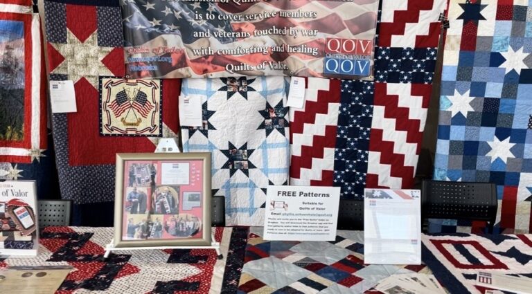 Quilts of Valor display. Sheila Green Quilts of Valor display. Sheila Green