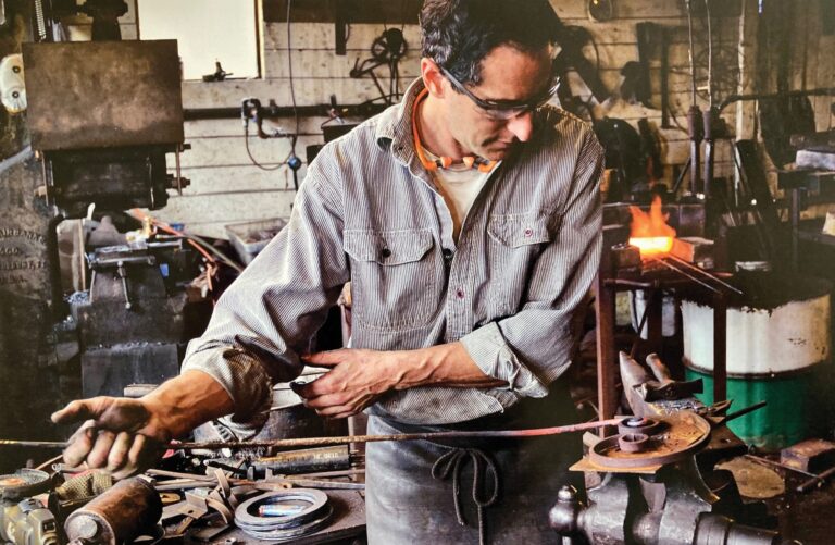 Steve Bronstein of Blackthorne Forge is working to get ready for Spring Open Studio. Ed Rubin