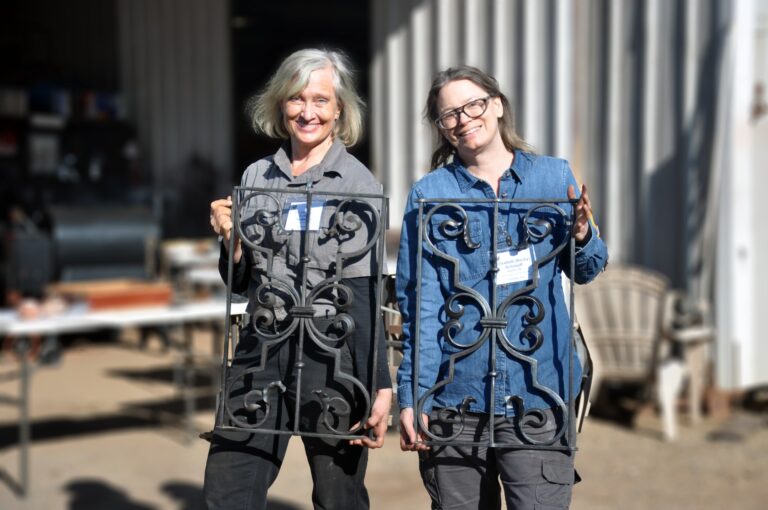 Victoria Ritter (left) and Becky Schimpff (right), pictured with their Level III grilles, are both National Curriculum Instructors with ABANA. The National Curriculum is a program to teach forging skills and certify blacksmiths and blacksmith instructors Victoria Ritter (left) and Becky Schimpff (right), pictured with their Level III grilles, are both National Curriculum Instructors with ABANA. The National Curriculum is a program to teach forging skills and certify blacksmiths and blacksmith instructors. Photo by Frank Annighofer.
