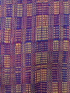 Colorful and vibrant handwoven fabric woven on a Macomber four shaft floor loom by TD at Arlington Weaves ETC. Emily Wroten