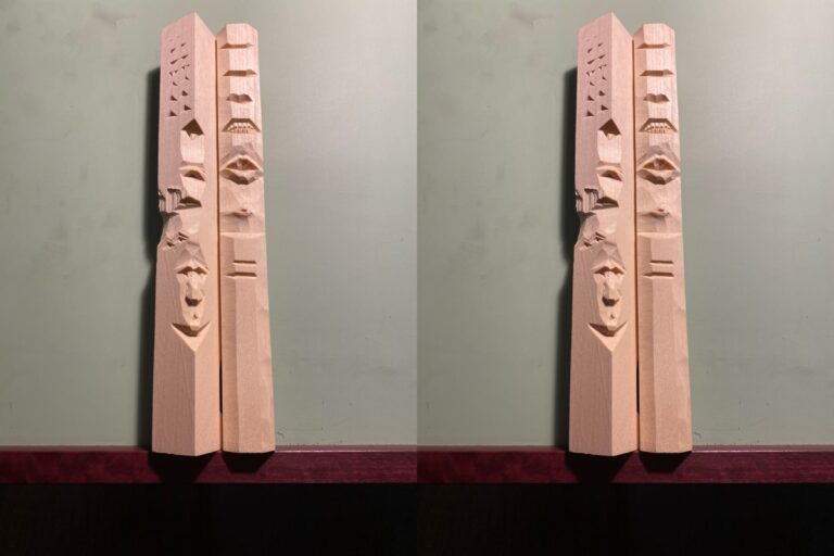 Flat plane carved figures. American Swedish Institute