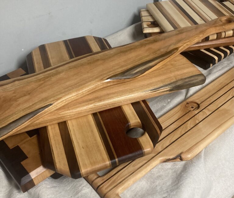 Handmade cutting boards--walnut, cherry, maple. Bob Petzold