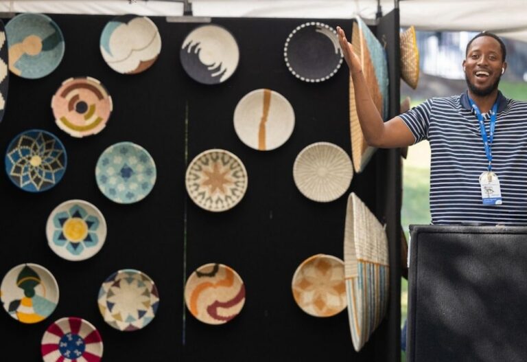 Artist Janvier Ngamije displays his handcrafted work at The Woodlands Waterway Arts Festival Artist Janvier Ngamije displays his handcrafted work at The Woodlands Waterway Arts Festival. Mauricio Ramirez