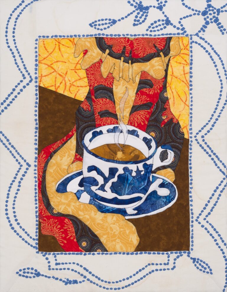 Nicole A. Vanasse, ‘Too Hot!’, cotton batik , 29.5 x 38 in, from the exhibition, ‘Goldi.” Nicole A. Vanasse, 'Too Hot!', cotton batik , 29.5 x 38 in, from the exhibition, 'Goldi.'