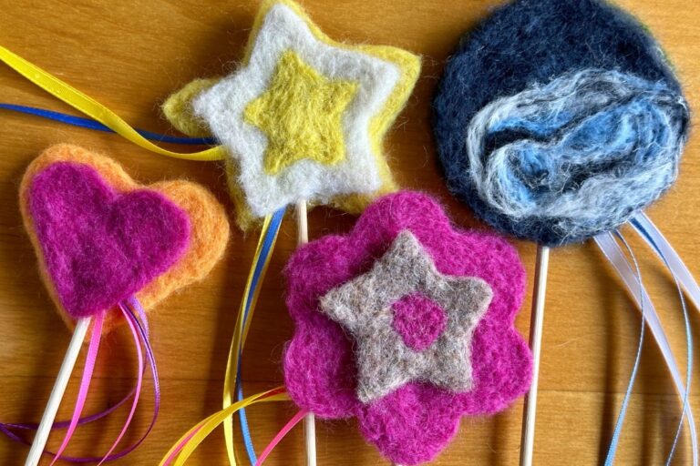 Wands with felt tips as stars at the end. American Swedish Institute