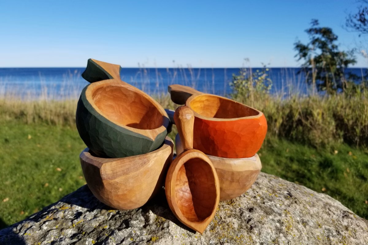 Wooden cups with handles. American Swedish Institute