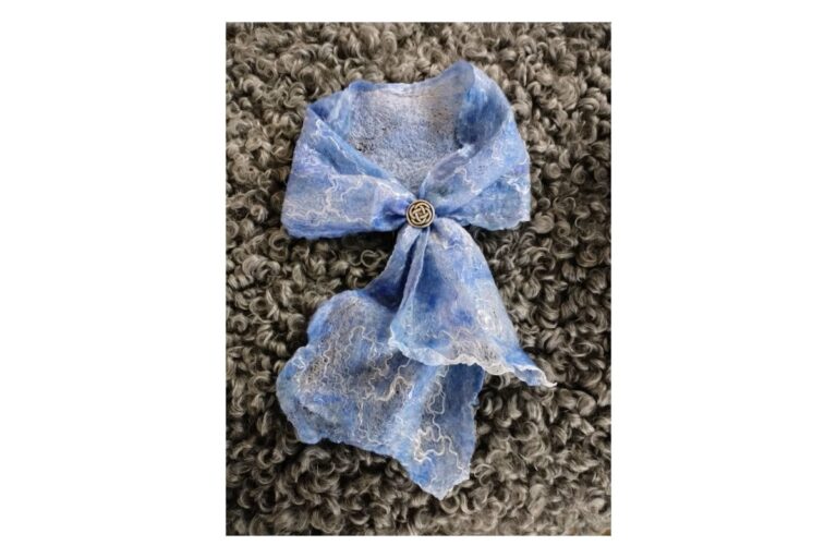 Blue Nuno felted scarf. American Swedish Institute