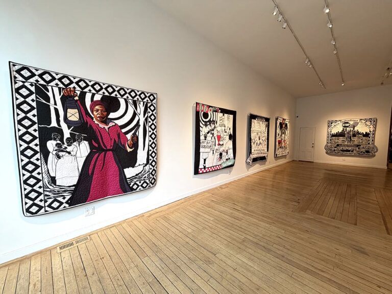 Installation photo, Certain Restrictions Do Apply, Carolyn Mazloomi and Sharon Kerry-Harlan. photo courtesy of Claire Oliver Gallery