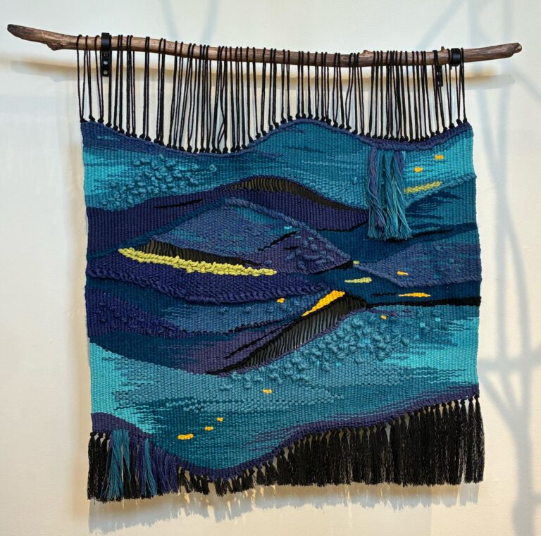 "Midnight", Aneliya Chalakova. 2026. Alpaca Wool, cotton, hemp. 30" x 33". Image Courtesy of Aneliya Chalakova & Lillstreet Art Center