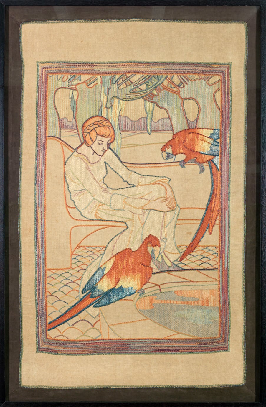 Newcomb Wall Hanging, c. 1905–1915, Helen DeGrange McLellan, silk embroidery on linen, 57” x 39”, The Historic New Orleans Collection, 2017.0080.75. The Historic New Orleans Collection