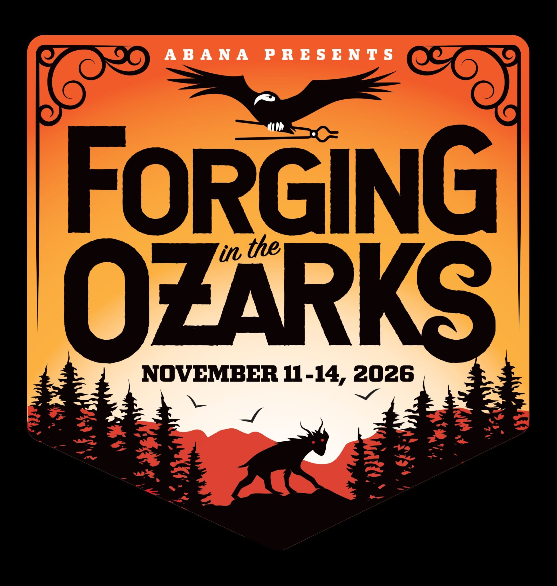Forging in the Ozarks Blacksmithing Event. Logo by Michael Sherman