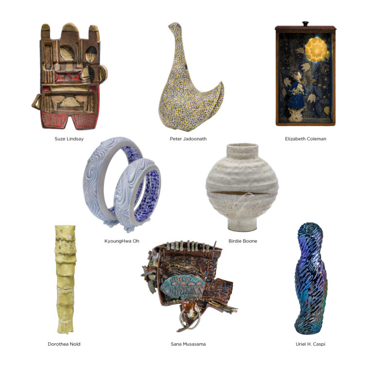Suze Lindsay, Peter Jadoonath, Elizabeth Coleman, KyoungHwa Oh, Birdie Boone, Dorothea Nold, Sana Musasama, and Uriel H. Caspi. Suze Lindsay, Peter Jadoonath, Elizabeth Coleman, KyoungHwa Oh, Birdie Boone, Dorothea Nold, Sana Musasama, and Uriel H. Caspi. Northern Clay Center