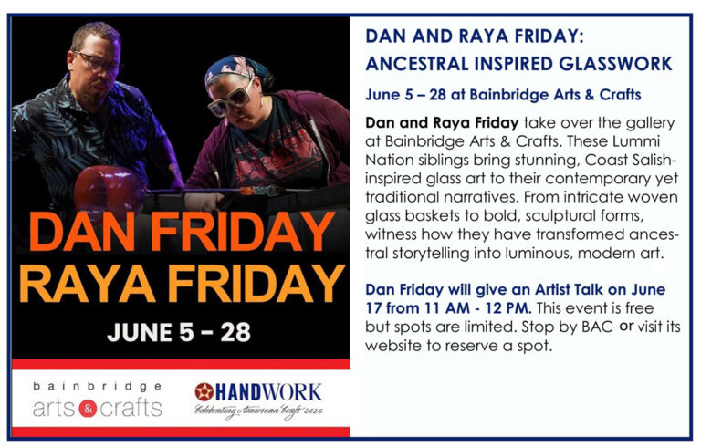 Dan and Raya Friday Exhibit - Publicity Flyer. Courtesy photo, Bainbridge Arts & Crafts