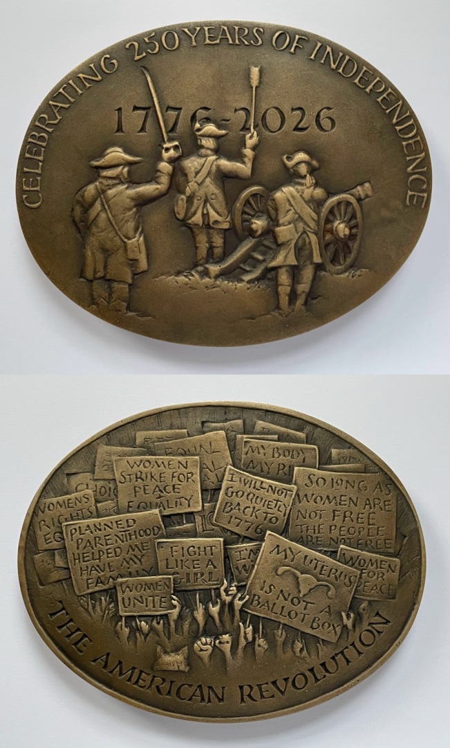 Tracy Mahaffey, Rise Up and Resist, Bronze, 4.25×5.5×0.25 inches Tracy Mahaffey, Rise Up and Resist, Bronze, 4.25x5.5x0.25 inches. Image courtesy of the artist