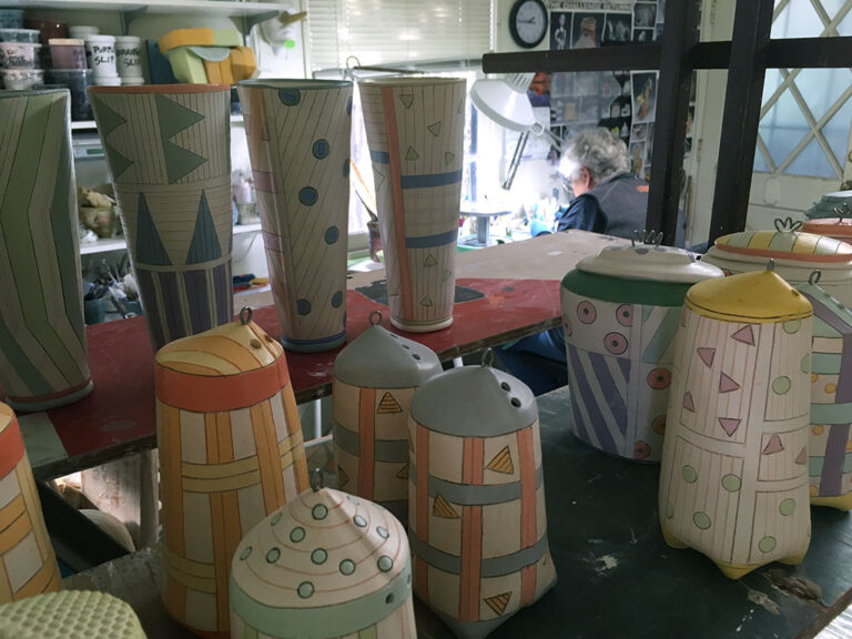 San Diego potter Nan Coffin working in her studio. Richard Burkett