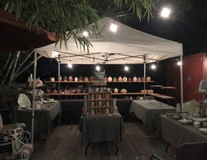 A display of new work at one of the San Diego Pottery Tours host studios. Nan Coffin