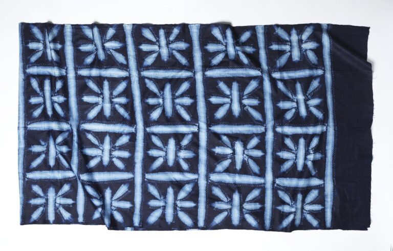 Example of Indigo Stitch Resist Tie Dye. Gasali Adeyemo