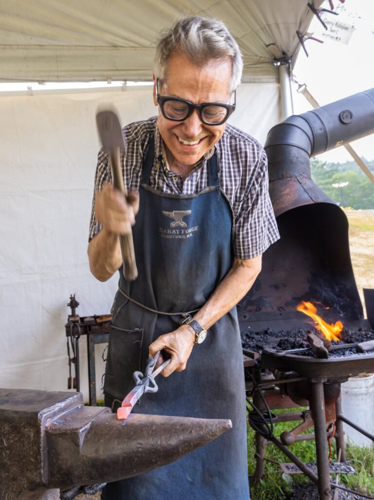 Weeklong demonstrations include printmaking, leatherwork, pottery, blacksmithing, chainsaw carving, handpan creation, and more. Additional daily demonstrations feature traditional and contemporary crafts including quilting, lace making, weaving, basketmaking, cyanotype printing, cast pewter, and decorative botanical printing. Windwood Productions, LLC