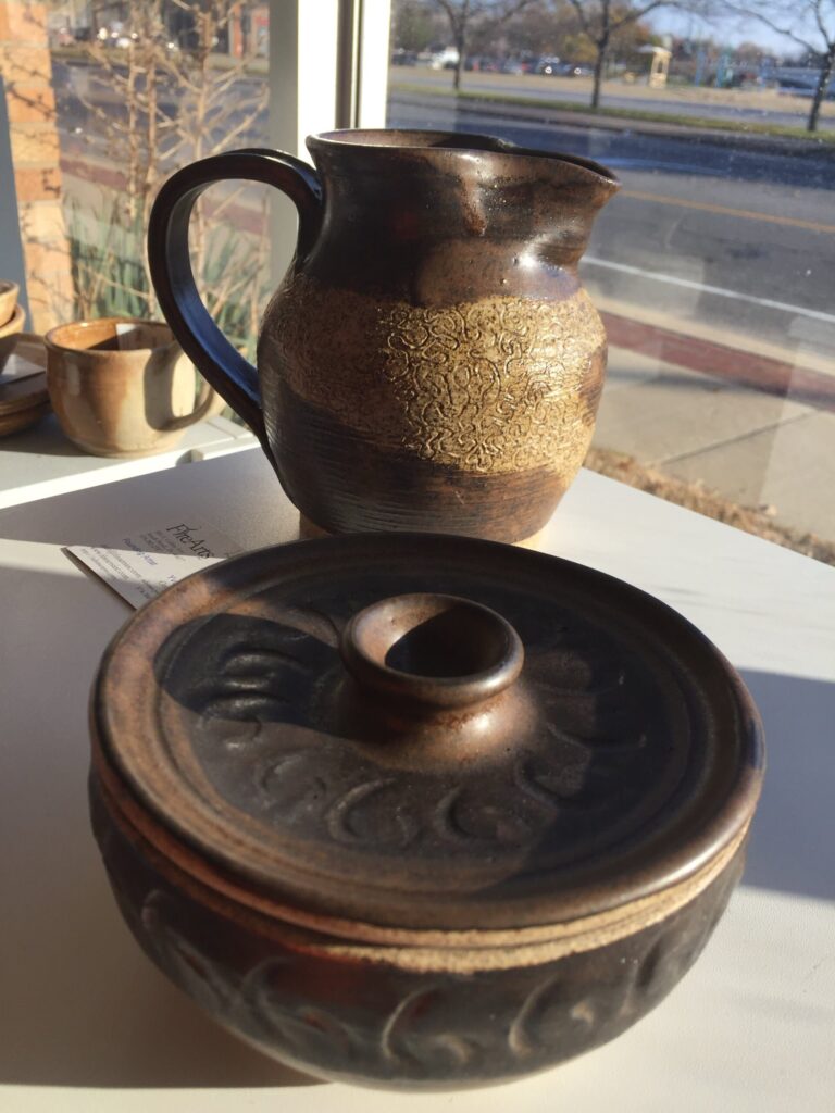 Pitcher and Lidded Form. Yvonne Desrosiers