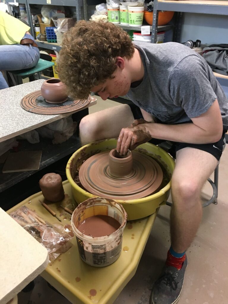 Throwing pottery at Fire Arts Inc. Yvonne Desrosiers