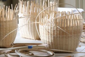 Shaker Baskets Taking Shape During a Workshop. S. Kelly