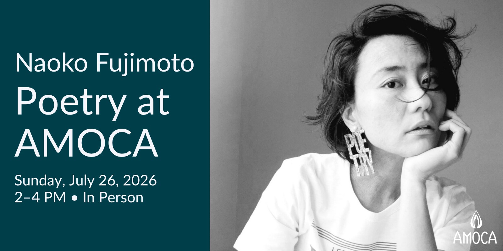 banner for poetry event with Naoko Fujimoto. AMOCA