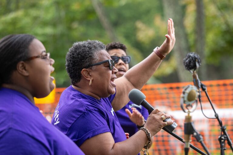 The Little River Missionary Baptist Church Choir performs traditional gospel music during the Floyd Living Traditions Festival, celebrating the rich musical heritage and living traditions of Southwest Virginia. Photo by Robert Simmons © Floyd Center for the Arts. Used with permission.