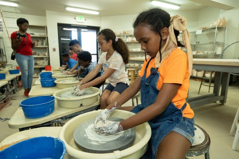 Youth Ceramics, Intro to Wheel Throwing at the Studio School Youth Ceramics, Intro to Wheel Throwing at the Studio School. PHOTO: PVAC