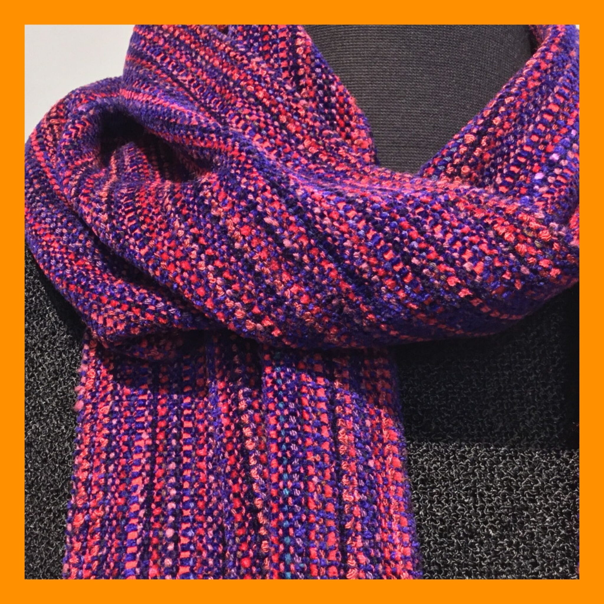 Pink and purple woven scarf. SFD