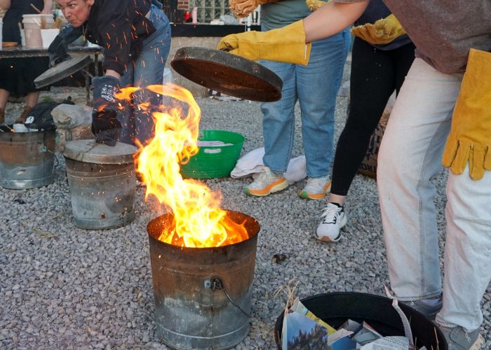 Raku Firing at Belger Crane Yard Studios Raku Firing at Belger Crane Yard Studios. Images by Belger Arts
