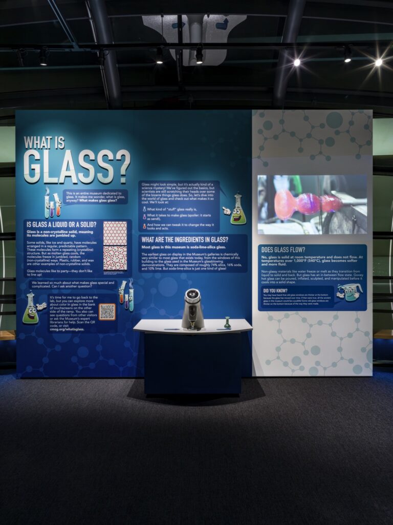 What is Glass? Exhibition main panel What is Glass? Exhibition main panel. Image courtesy of the Corning Museum of Glass